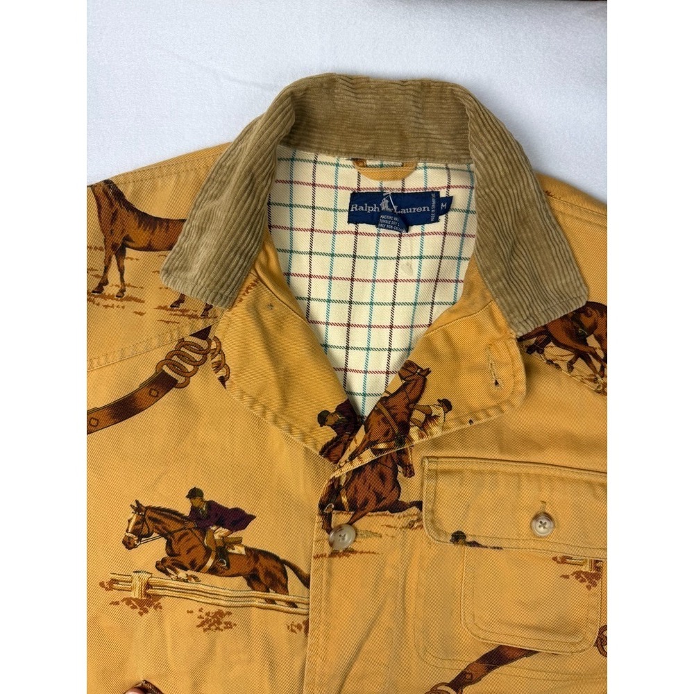 Vintage Ralph Lauren Polo Equestrian Print Chore Jacket Tan M - READ - Picture 8 of 16